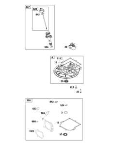 Crankcase Cover/Sump And Lubrication Group Diagram and Parts List for 103M02-0121-F1 100000 - 19Z999 Briggs and Stratton Engine